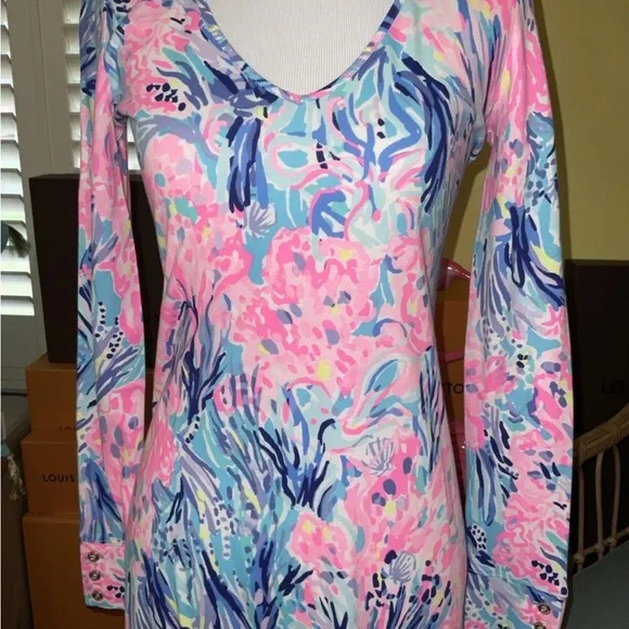 Lilly Pulitzer NWT Davie Dress Periwinkle Fan Sea Pants $98 Size XXS - Picture 5 of 11